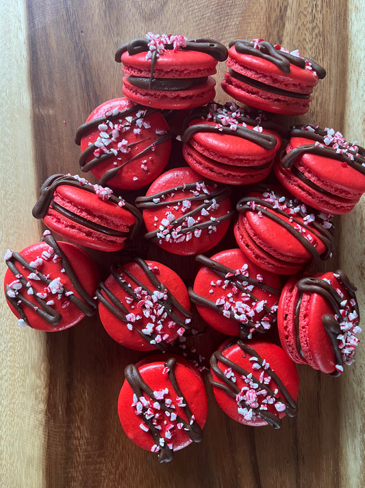 Peppermint Bark Macarons