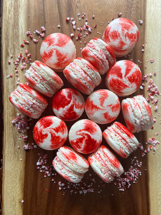 Candy Cane Macarons